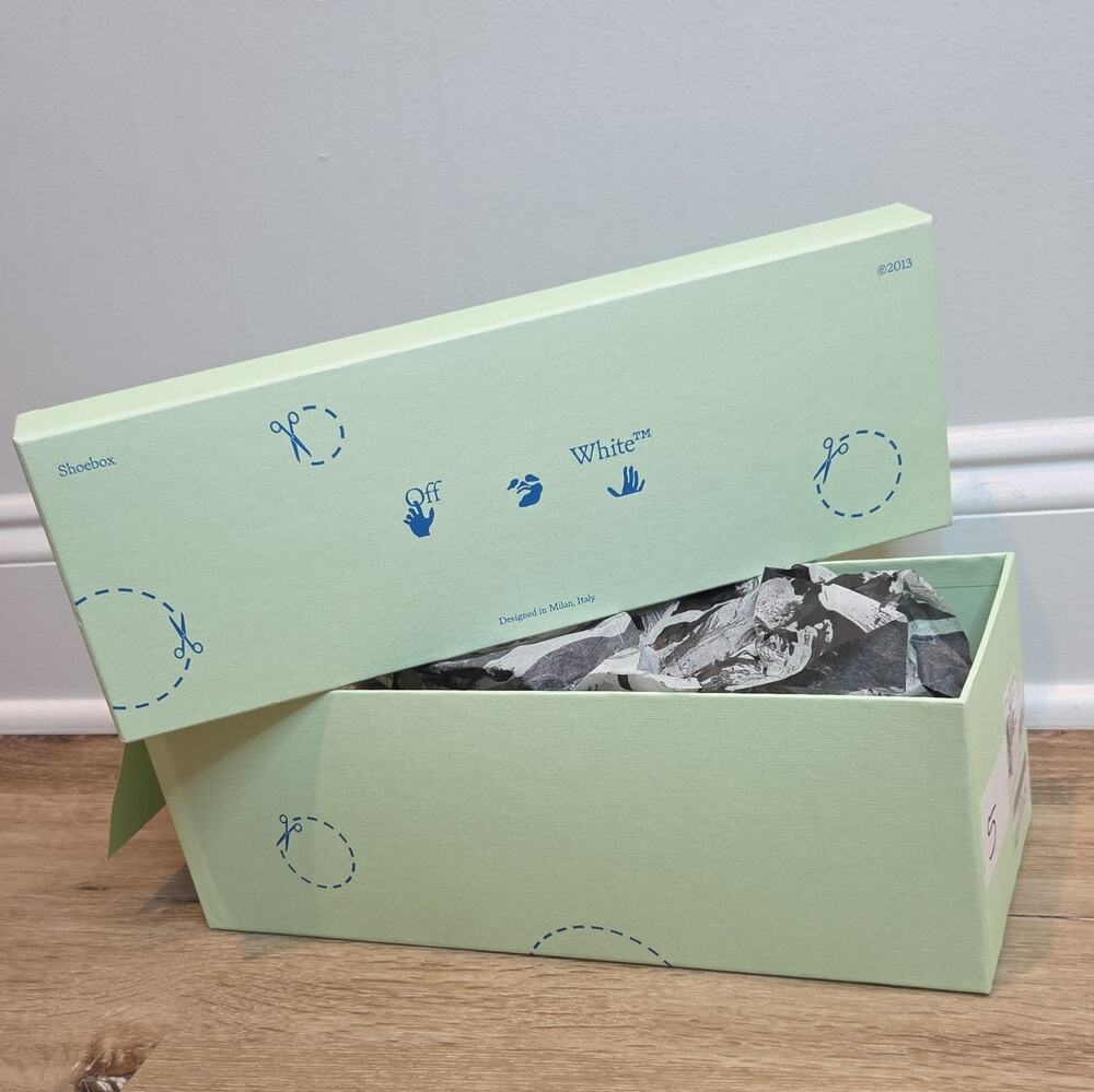 Off-White Virgil Abloh Green Pool Slide Box w/ Lid, Tissue and Dust Bag Gift Box